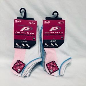2PK 3pieces Girl’s Performance No Show Socks pink blue gray.size 10.5-4